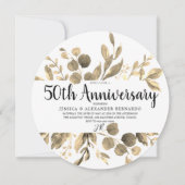 Goudblad Elegant Modern 50ste Huwelijksjubileum Kaart (Voorkant)