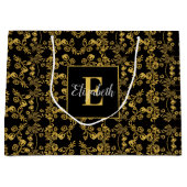 Goudblad en zwarte luxe | Aangepast monogram Groot Cadeauzakje (Voorkant)