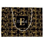 Goudblad en zwarte luxe | Aangepast monogram Groot Cadeauzakje (Achterkant)