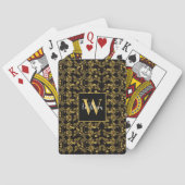 Goudblad en zwarte luxe | Aangepast monogram Pokerkaarten (Achterkant)
