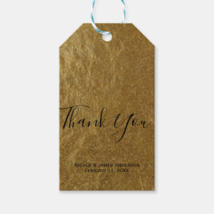 Goudblad Folie Uitzicht Moderne Elegante Trouw Fav Cadeaulabel