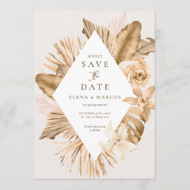 Goudblad Gedroogd Pampagras Save The Date Kaart