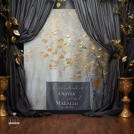 Goudblad Impasto Noir Wandkleed