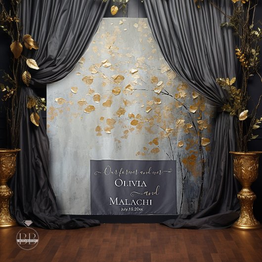 Goudblad Impasto Noir Wandkleed