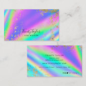 Goudblad met holografische metalen regenboog en fa visitekaartje (Voorkant / Achterkant)