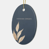 Goudblad minimalistisch marineblauw afstuderen mon keramisch ornament (Links)