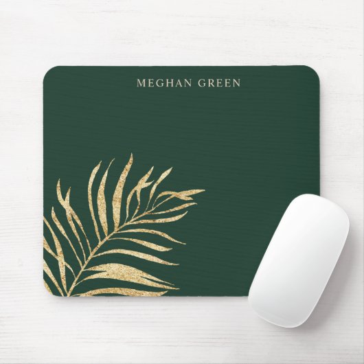 Goudblad minimalistische jager groen monogram muismat (Met muis)