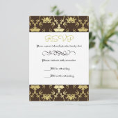 Goudblad Retro Formeel - RSVP Kaart (Staand voorkant)