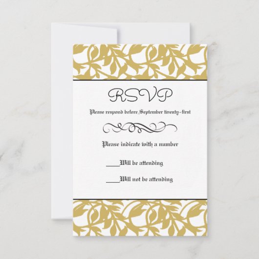 Goudblad Retro Formeel - RSVP Kaart (Voorkant)