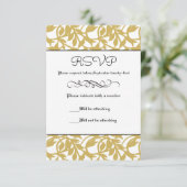 Goudblad Retro Formeel - RSVP Kaart (Staand voorkant)