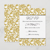 Goudblad Retro Formeel - RSVP Kaart (Voorkant / Achterkant)