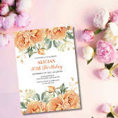 Goudblad Sinaasappel Pioen Rustieke Bloemen Verjaa Kaart