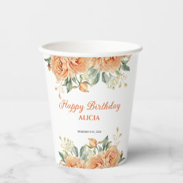 Goudblad Sinaasappel Pioen Rustieke Bloemen Verjaa Papieren Bekers