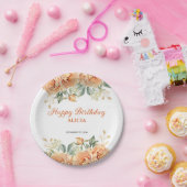 Goudblad Sinaasappel Pioen Rustieke Bloemen Verjaa Papieren Bordje (Feest)