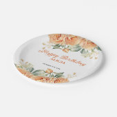 Goudblad Sinaasappel Pioen Rustieke Bloemen Verjaa Papieren Bordje (Gekanteld)