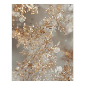 Goudblad Sneeuwvlokken Poster