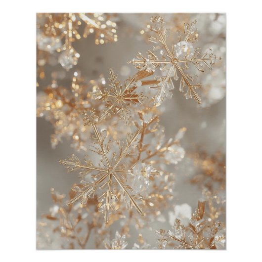 Goudblad Sneeuwvlokken Poster (Voorkant)