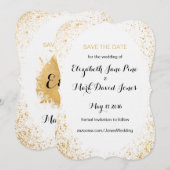 Goudblad Spry Save the Date kaart (Voorkant / Achterkant)