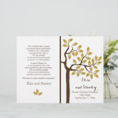 Goudbladboom modern gevouwen trouwprogramma (Staand voorkant)