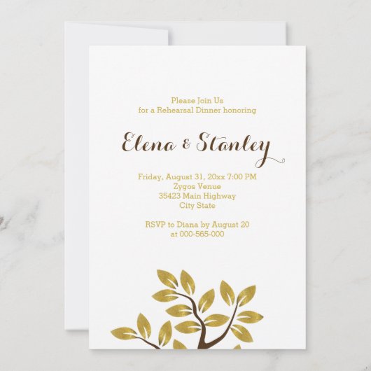 Goudbladboom moderne repetitie tijdens het avondet kaart (Achterkant)