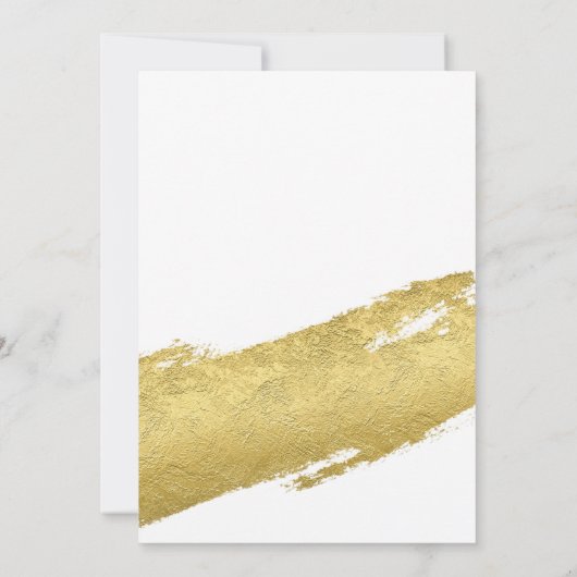 Goudbladborstelslag elegant modern huwelijk save the date (Achterkant)