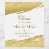 Goudbladborstelslag elegant modern huwelijk wijn etiket (Enkel label)