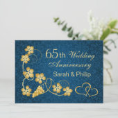 Goudbladeren en binnenharten 65e Jubileum Kaart (Staand voorkant)