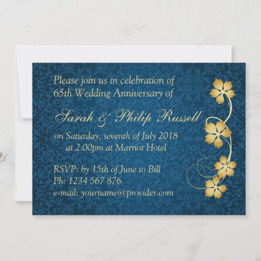 Goudbladeren en binnenharten 65e Jubileum Kaart (Achterkant)