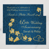 Goudbladeren en binnenharten 65e Jubileum Kaart (Voorkant / Achterkant)