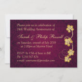 Goudbladeren, harten 24e bruiloft Jubileum Kaart (Achterkant)