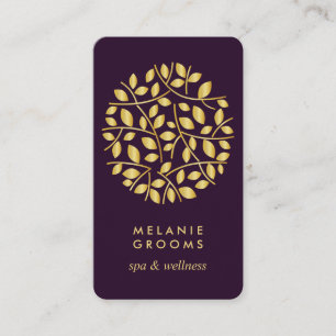 Goudbladeren logo  Paars   wellnessmassageyoga Visitekaartje