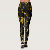 Goudbladeren met zwarte achtergrond leggings (Achterkant)
