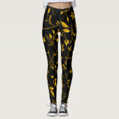 Goudbladeren met zwarte achtergrond leggings (Voorkant)