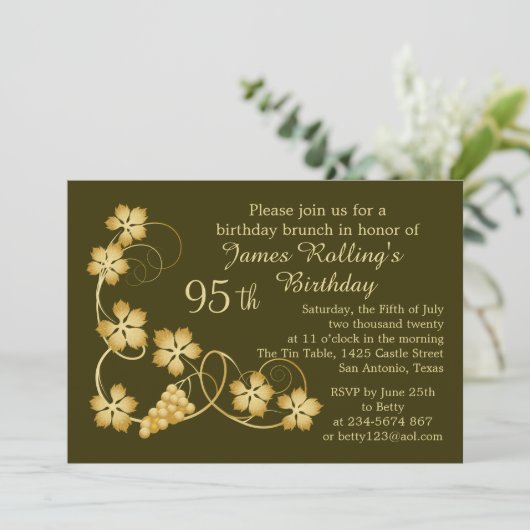 Goudbladeren op de wijnstok, uw achtergrond 95e ve kaart (Staand voorkant)