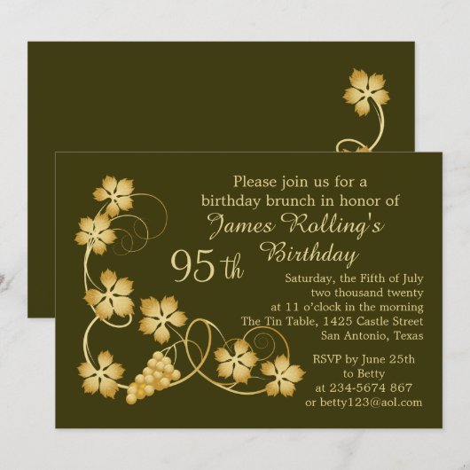 Goudbladeren op de wijnstok, uw achtergrond 95e ve kaart (Voorkant / Achterkant)