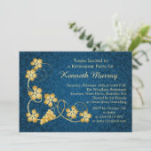 Goudbladeren op wijnstokken, blauwe dampstokfeest kaart (Staand voorkant)