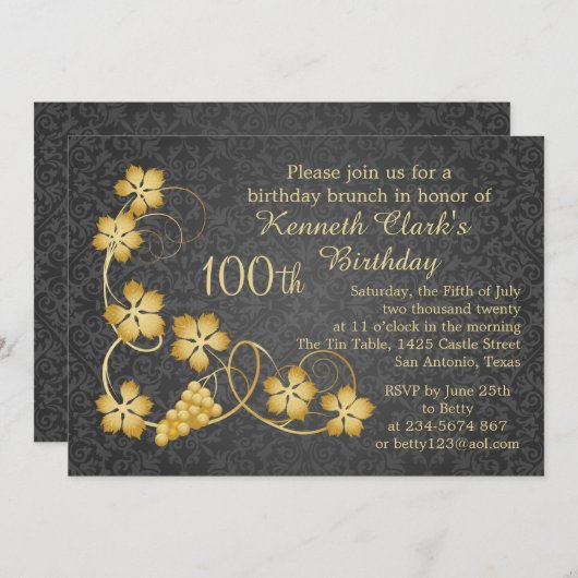 Goudbladeren op wijnstokken, grijze vocht 100e ver kaart (Voorkant / Achterkant)