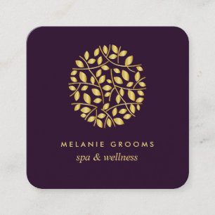 Goudbladeren  Paars   wellness spa massage yoga Vierkante Visitekaartje