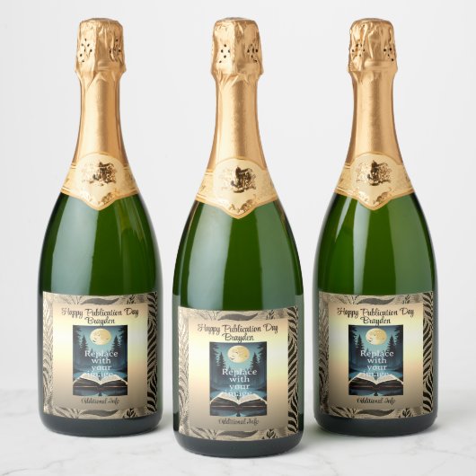 Goudbladig motief sparkling wijnetiket (Flessen)