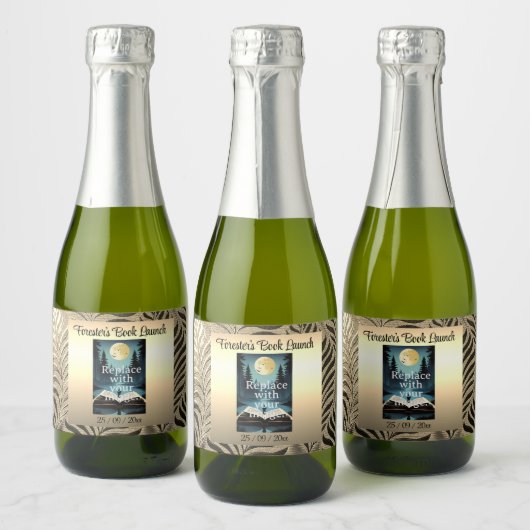 Goudbladig motief sparkling wijnetiket (Flessen)