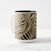 Goudbladig motief tweekleurige koffiemok (Voorkant links)