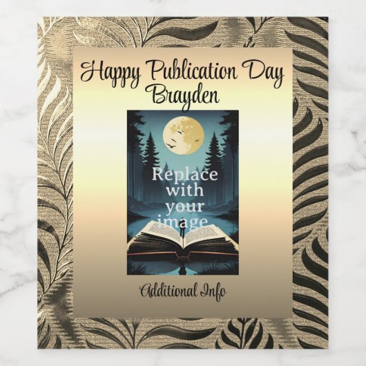 Goudbladig motief wijn etiket (Enkel label)