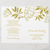 Goudbladluis witte bruiloft gevouwen programma (Voorkant)