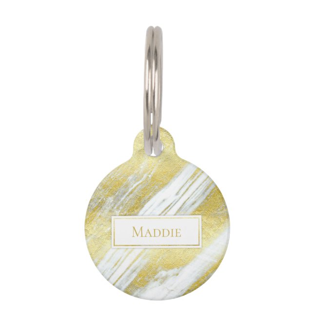 Goudbladmarmer abstract modern goud huisdierpenning (Voorkant)