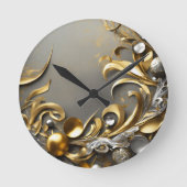 Goudbladontwerp Ronde Klok (Voorkant)