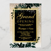 goudbladsneeuw elegant kerstfeest opening folie uitnodiging (Voorkant)