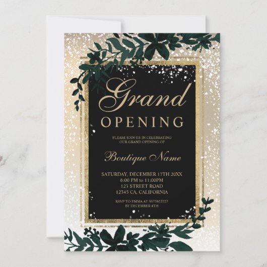 goudbladsneeuw elegant kerstfeest opening kaart (Voorkant)