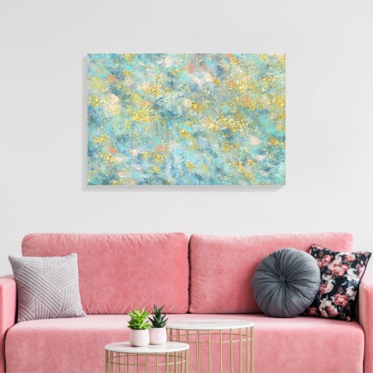Goudblauw Abstract Canvas Afdruk (Insitu (Woonkamer))