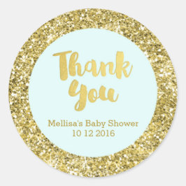 Goudblauw Baby shower Dank u voor Sticker