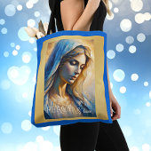 Goudblauw Christelijk Maagd Maria Tote Bag